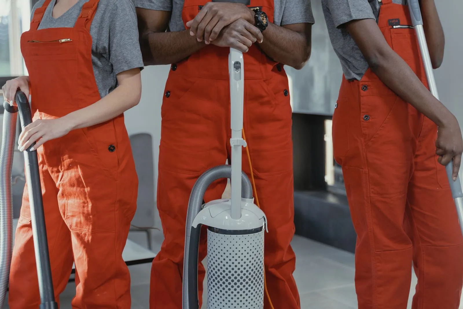 Cleaning crew with commercial equipment before a post-construction clean